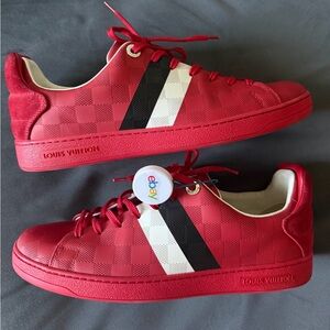 Louis Vuitton Red Checkered Front Row Sneakers Size 7 LV, 8-8.5 US Men’s